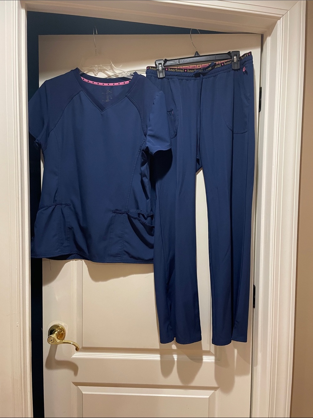 HeartSoul Navy Blue Scrub Top and Pants Set